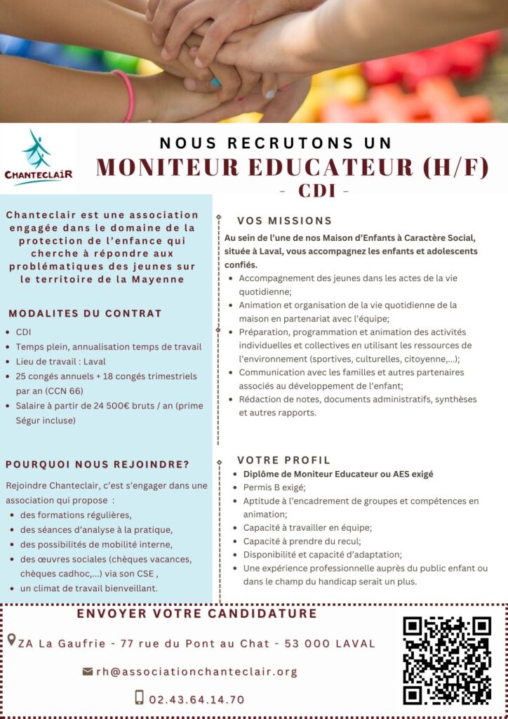 Annonce Moniteur Educateur  CDI – Mayenne